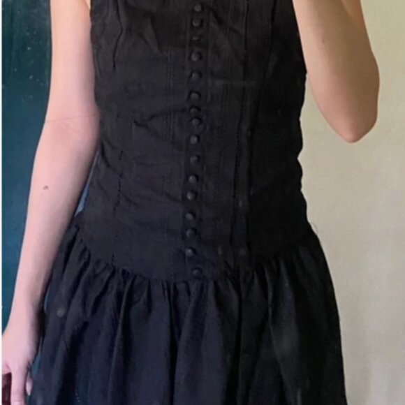 Black lace eyelet mini dress - Picture 2 of 8